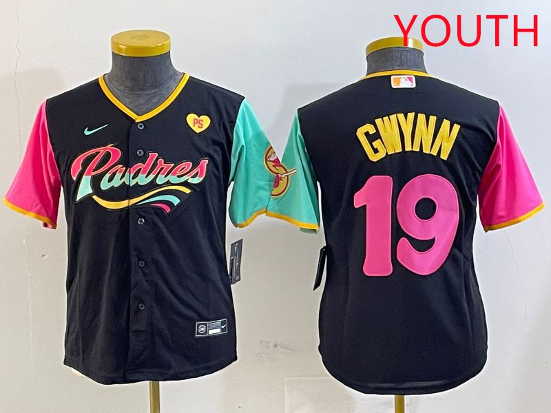 Youth San Diego Padres 19 Gwynn Black City Edition Game 2025 Nike MLB Jersey style 10